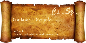 Csetneki Szovát névjegykártya